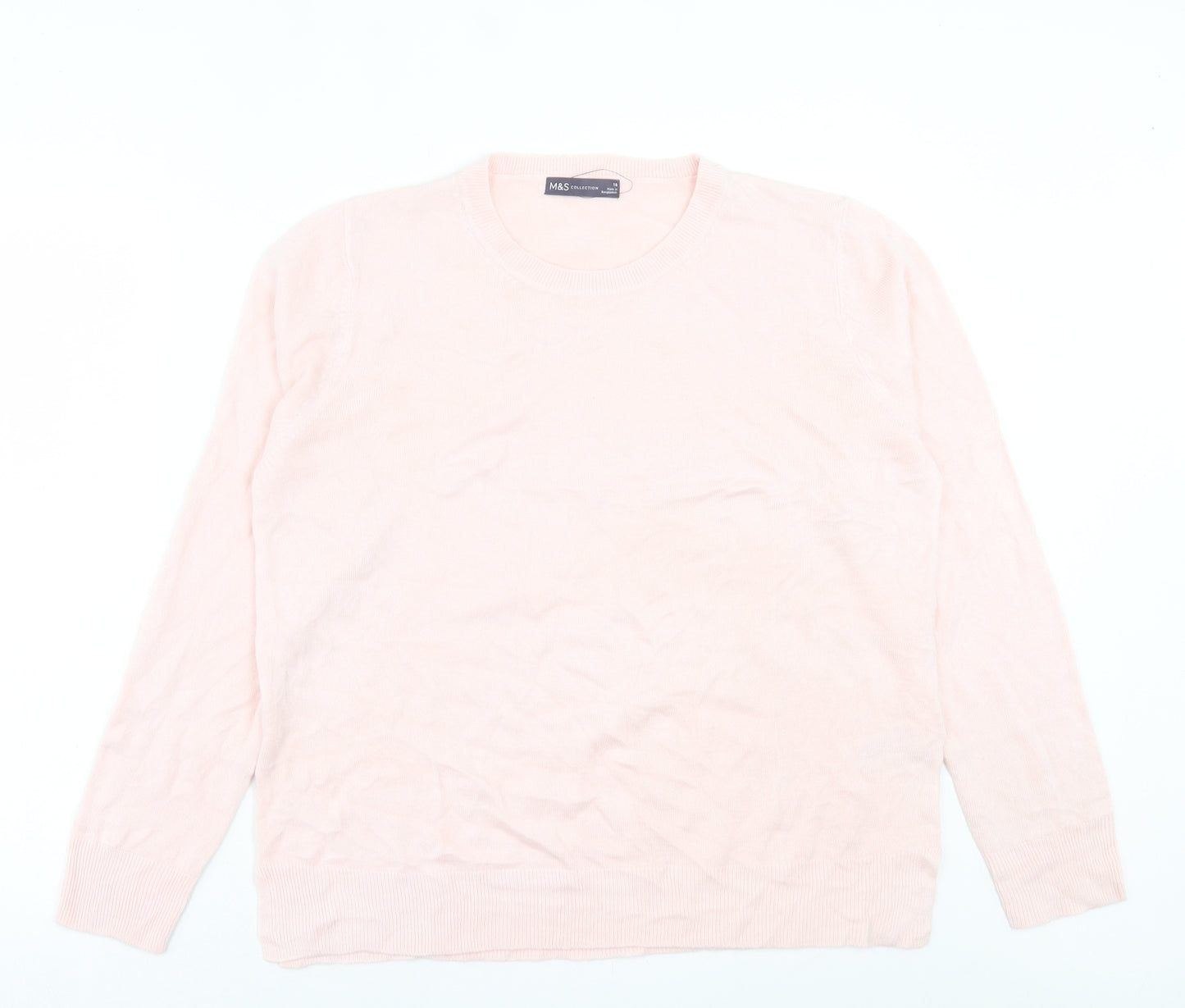 Marks and Spencer Womens Pink Crew Neck Acrylic Pullover Jumper Size 18