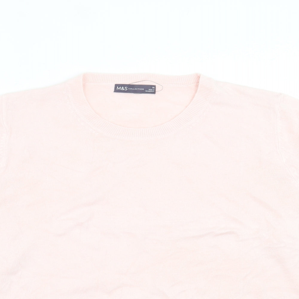 Marks and Spencer Womens Pink Crew Neck Acrylic Pullover Jumper Size 18