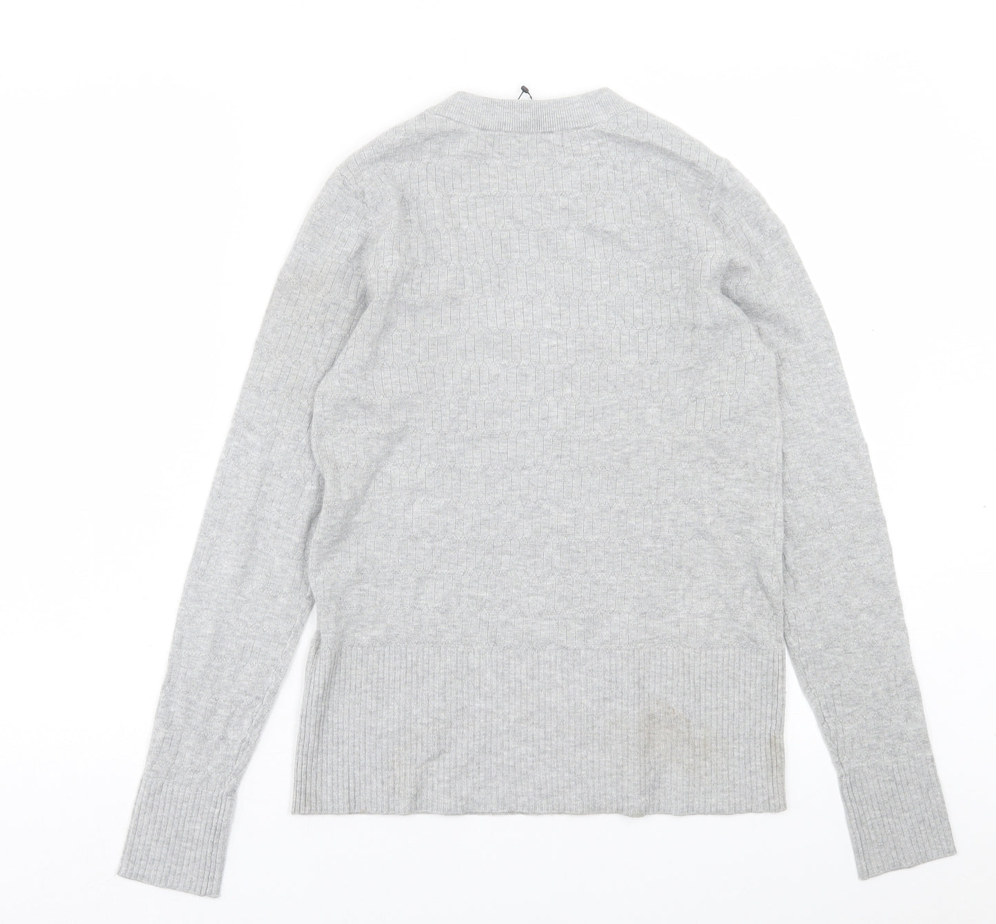 Marks and Spencer Womens Grey Crew Neck Viscose Pullover Jumper Size 12