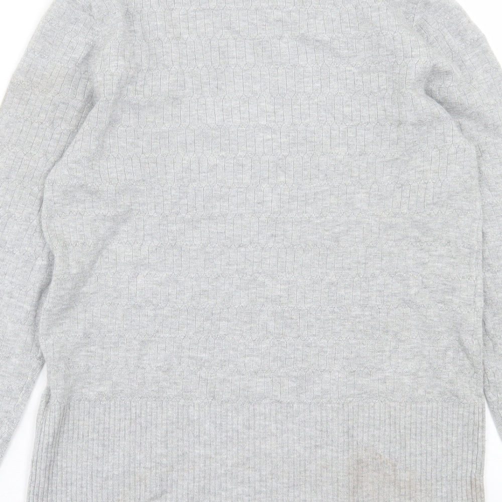 Marks and Spencer Womens Grey Crew Neck Viscose Pullover Jumper Size 12