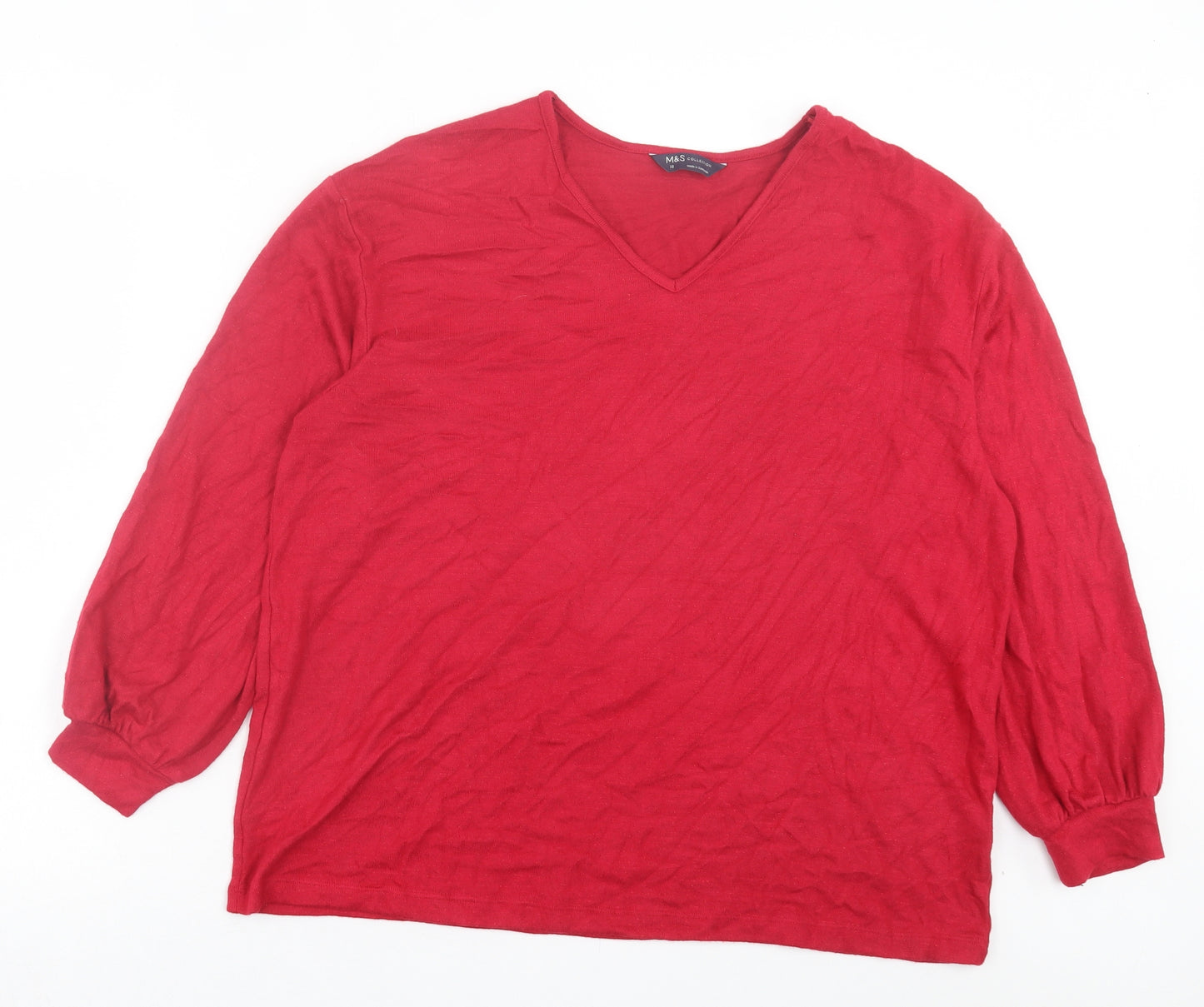 Marks and Spencer Womens Pink V-Neck Viscose Pullover Jumper Size 18