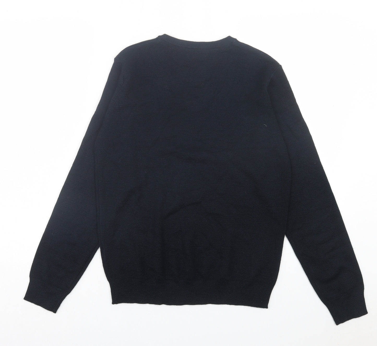 Marks and Spencer Boys Black V-Neck Acrylic Pullover Jumper Size 13-14 Years Pullover
