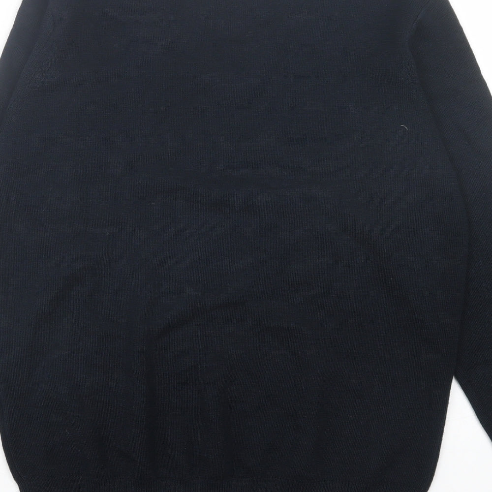 Marks and Spencer Boys Black V-Neck Acrylic Pullover Jumper Size 13-14 Years Pullover