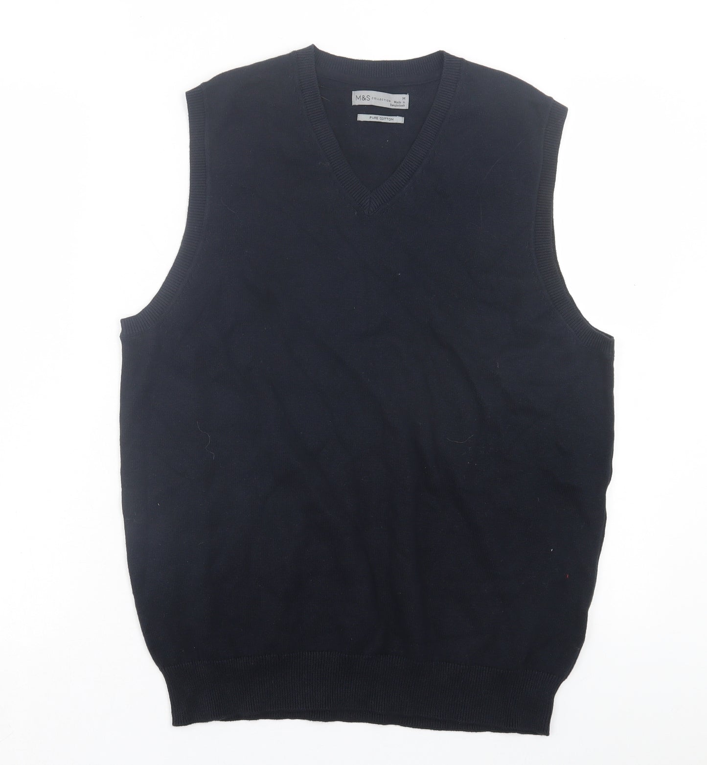 Marks and Spencer Mens Blue V-Neck Cotton Vest Jumper Size M