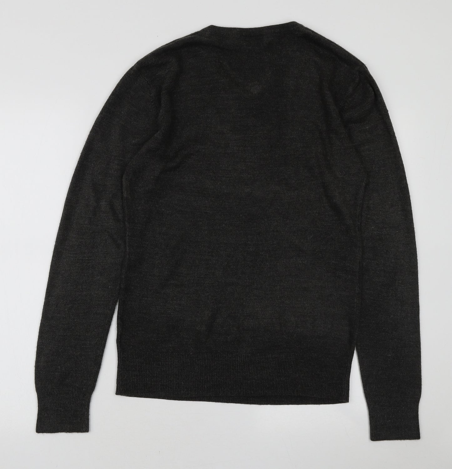 UrbanSpirit Mens Grey V-Neck Acrylic Pullover Jumper Size M