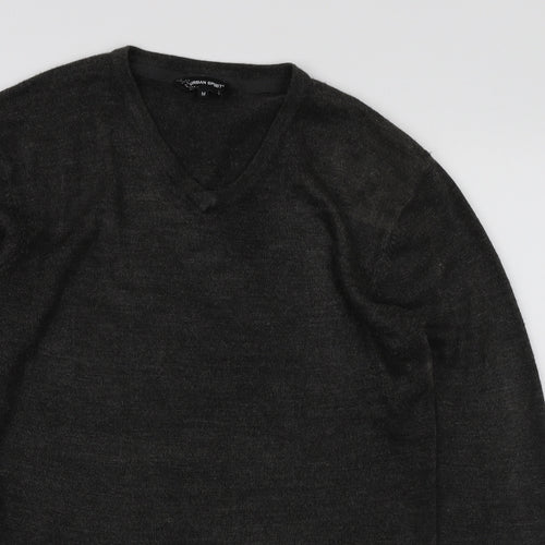 UrbanSpirit Mens Grey V-Neck Acrylic Pullover Jumper Size M
