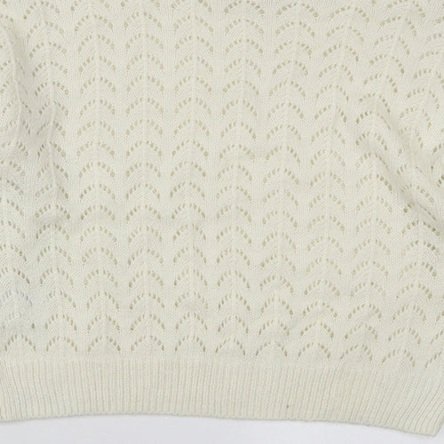 H&M Womens Ivory Round Neck Acrylic Pullover Jumper Size S