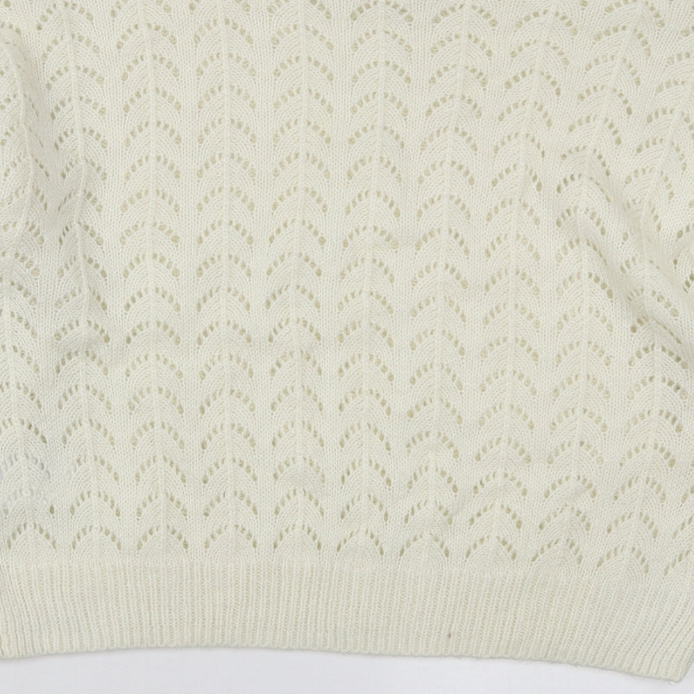 H&M Womens Ivory Round Neck Acrylic Pullover Jumper Size S
