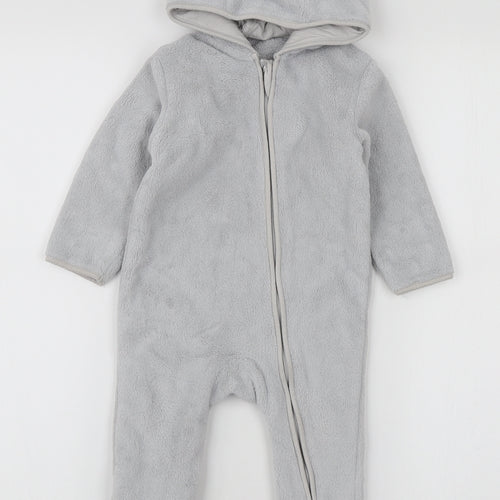 Marks and Spencer Boys Grey Polyester Babygrow One-Piece Size 9-12 Months Zip