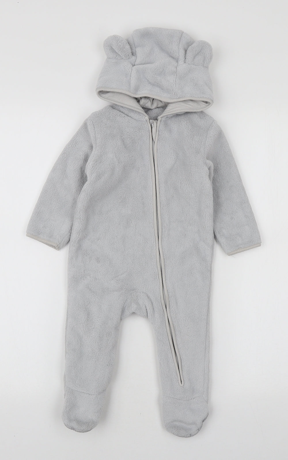 Marks and Spencer Boys Grey Polyester Babygrow One-Piece Size 9-12 Months Zip