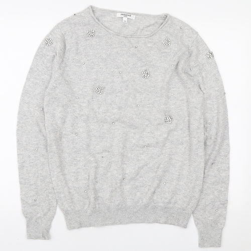 Sweewe Womens Grey Round Neck Viscose Pullover Jumper Size M