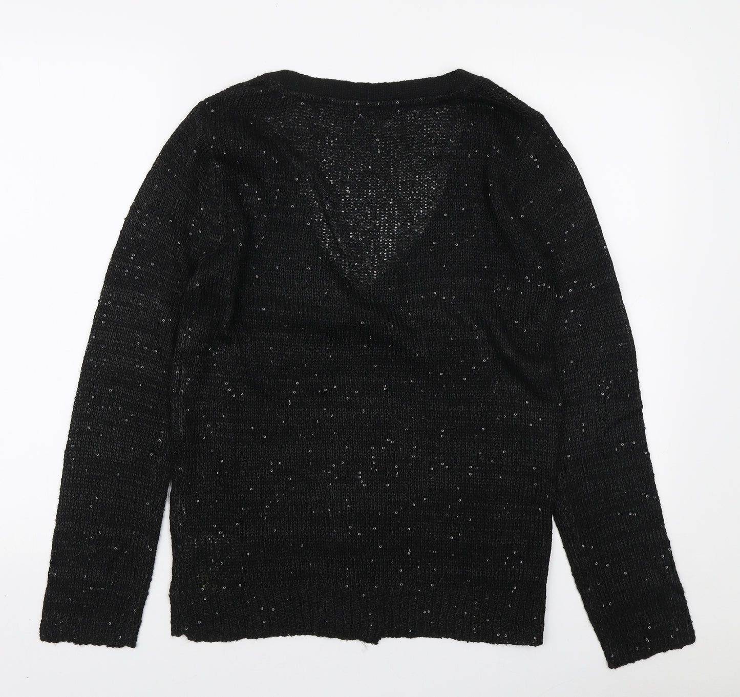 Max Womens Black V-Neck Polyester Cardigan Jumper Size 18
