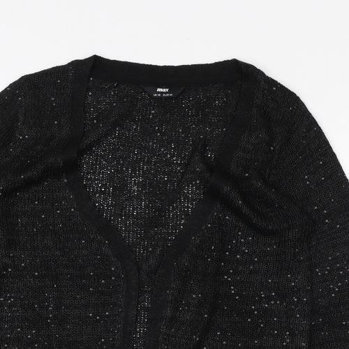 Max Womens Black V-Neck Polyester Cardigan Jumper Size 18