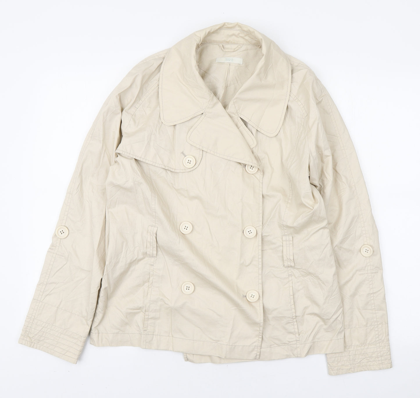 Marks and Spencer Womens Ivory Trench Coat Jacket Size 12 Button
