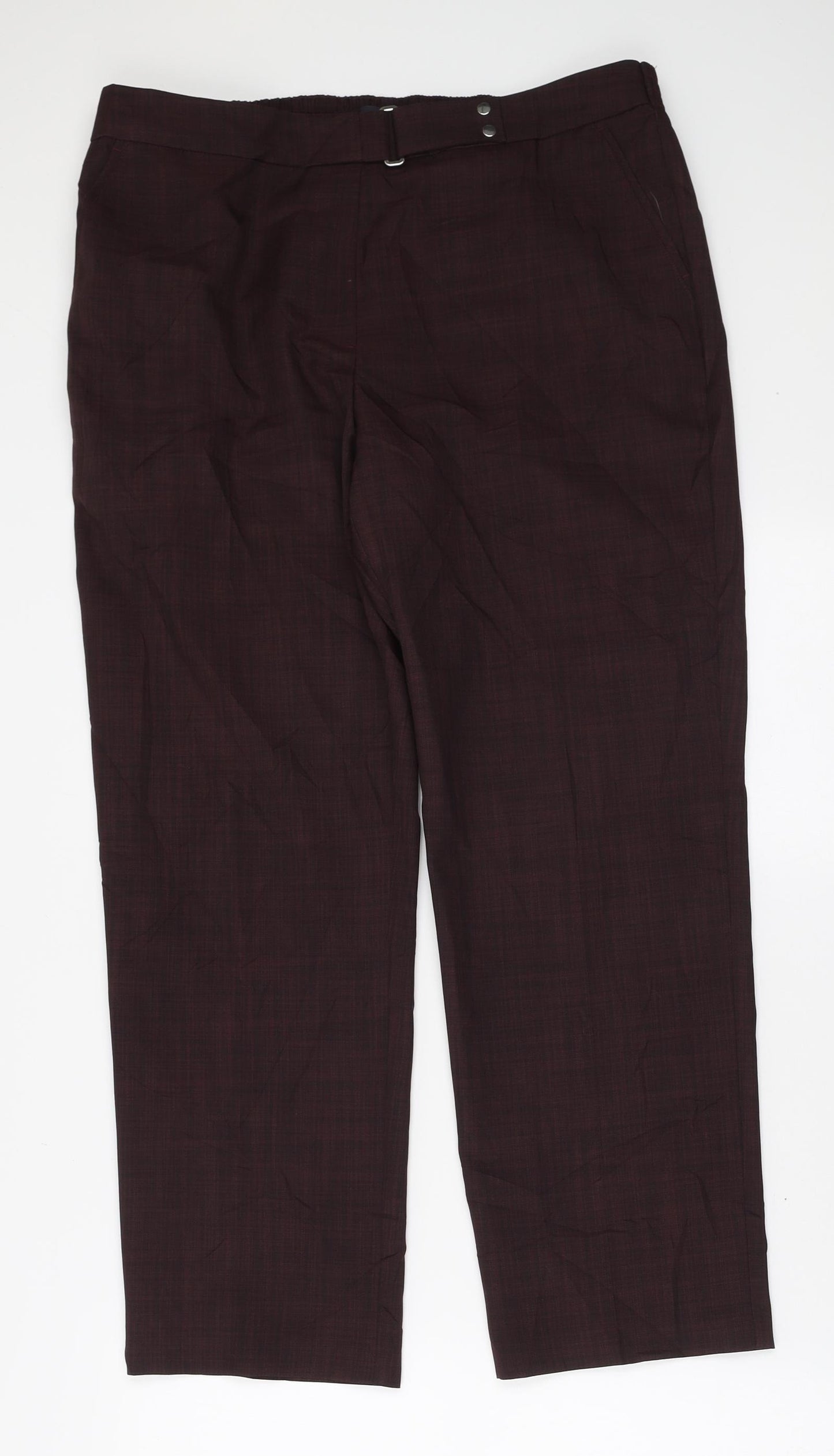 Marks and Spencer Womens Red Polyester Trousers Size 14 L26 in Regular Buckle