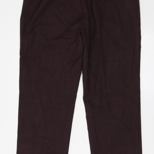 Marks and Spencer Womens Red Polyester Trousers Size 14 L26 in Regular Buckle