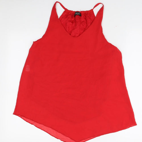 Prague Womens Red Polyester Tunic Blouse Size S V-Neck