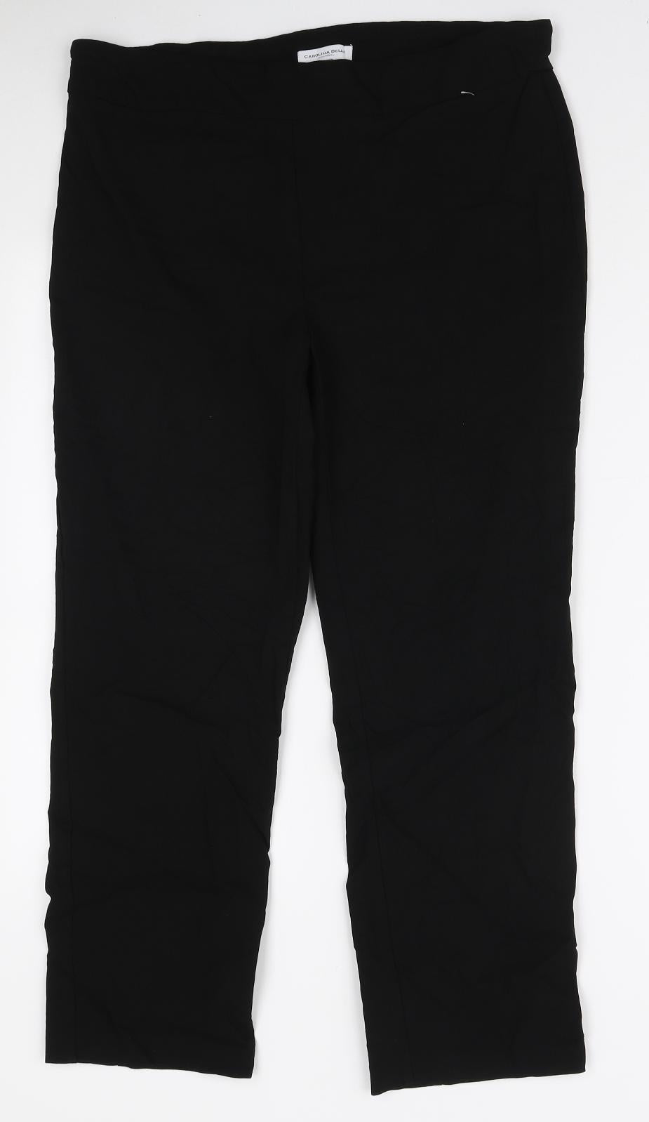 Carolina Belle Womens Black Viscose Cropped Trousers Size 32 in L25 in Regular