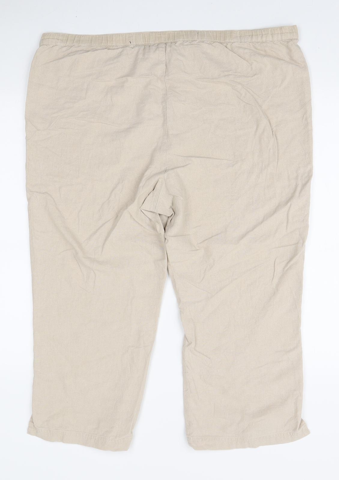 East Coast Womens Ivory Linen Cropped Trousers Size 16 L21 in Regular Tie