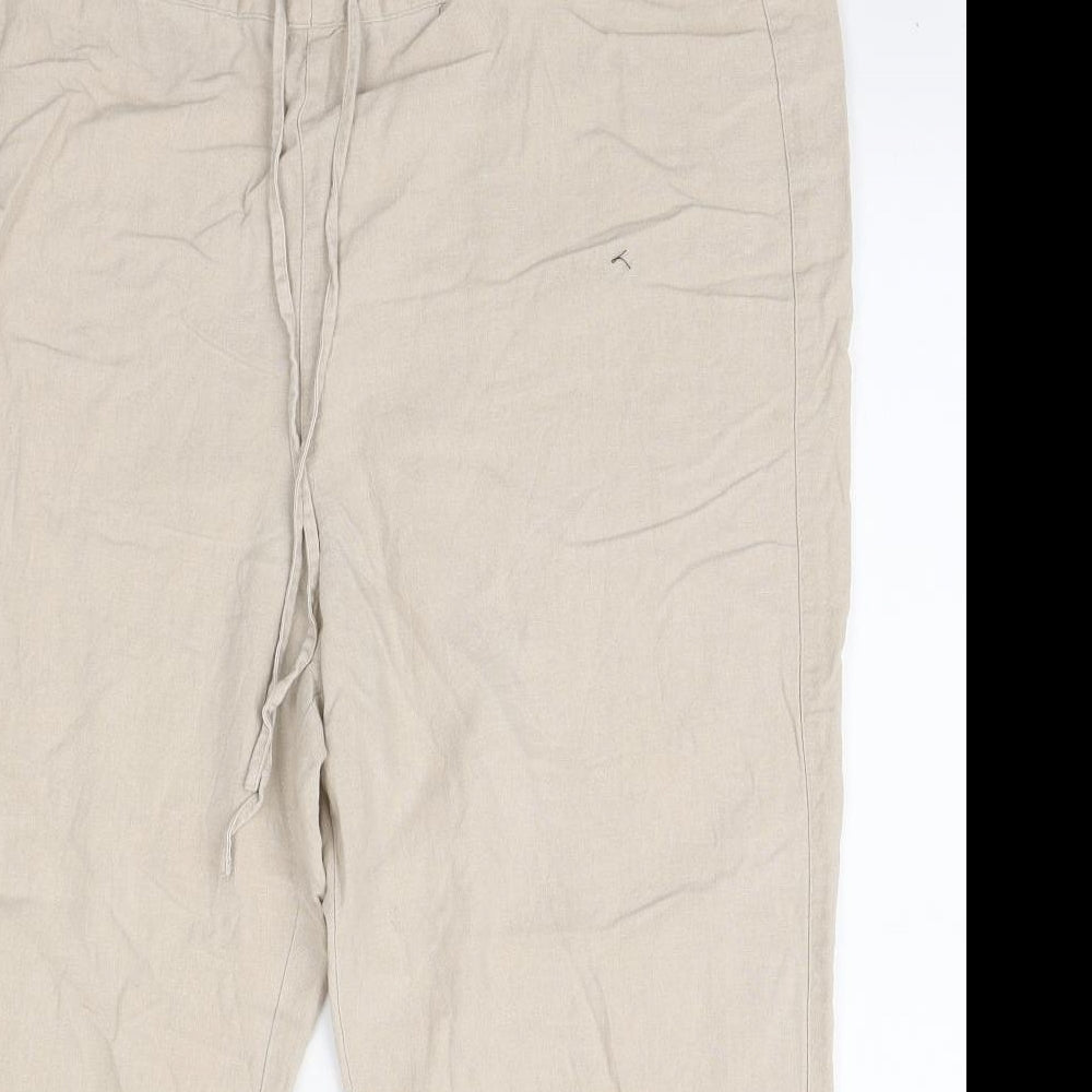 East Coast Womens Ivory Linen Cropped Trousers Size 16 L21 in Regular Tie