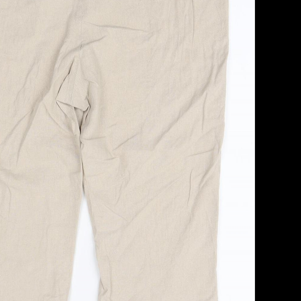 East Coast Womens Ivory Linen Cropped Trousers Size 16 L21 in Regular Tie