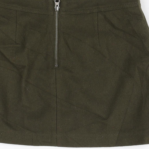 Stile Benetton Womens Green Wool Mini Skirt Size 8 Zip