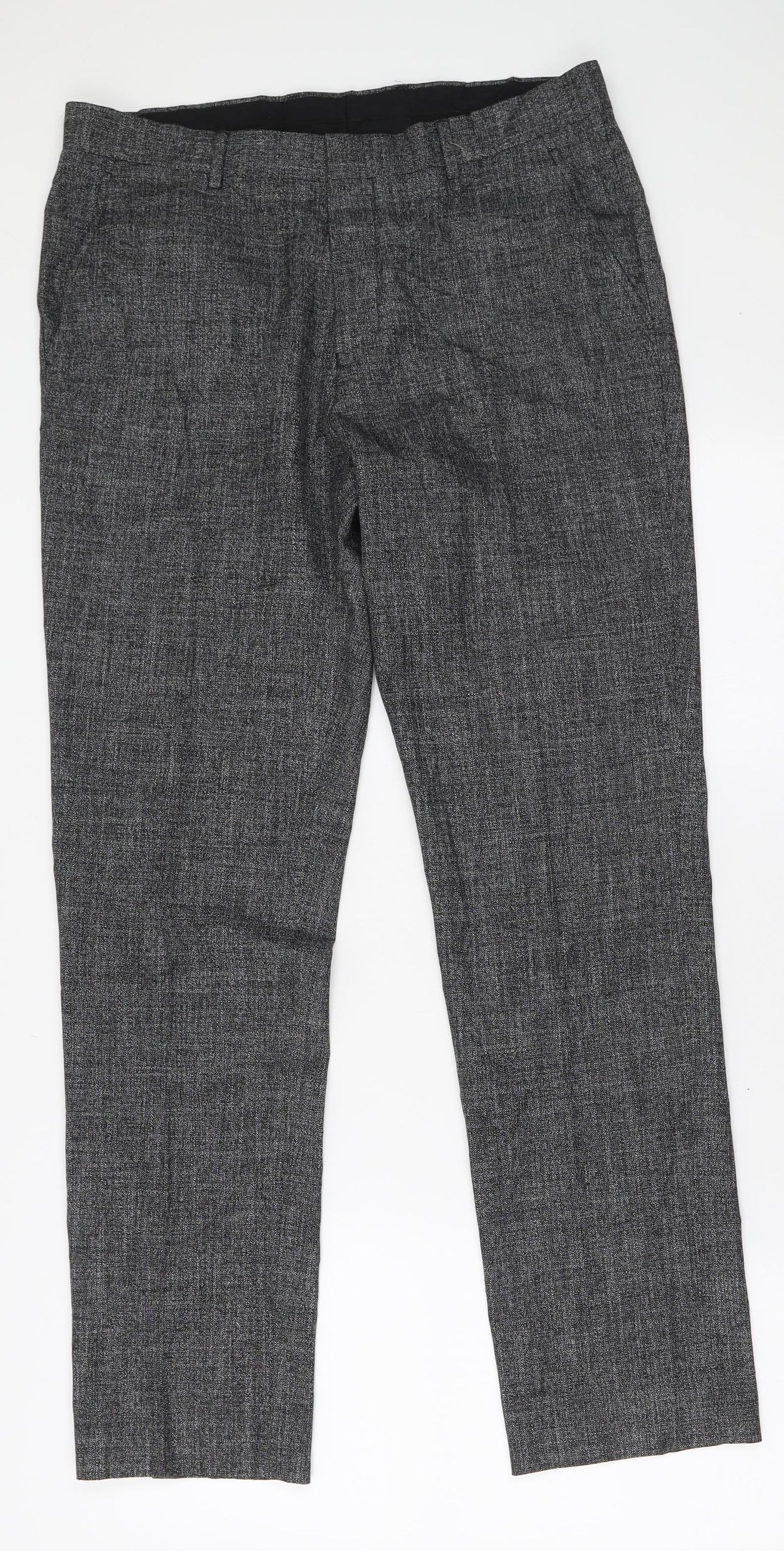 New Look Mens Black Polyester Trousers Size 34 in L31 in Regular Zip