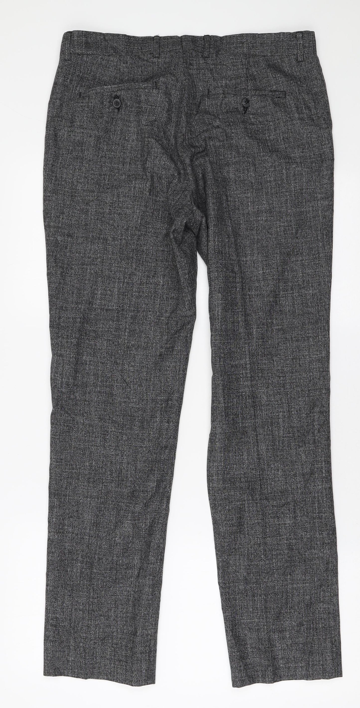 New Look Mens Black Polyester Trousers Size 34 in L31 in Regular Zip