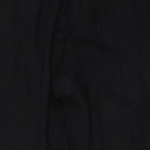 Marks and Spencer Mens Black Flax Trousers Size 36 in L33 in Regular Tie