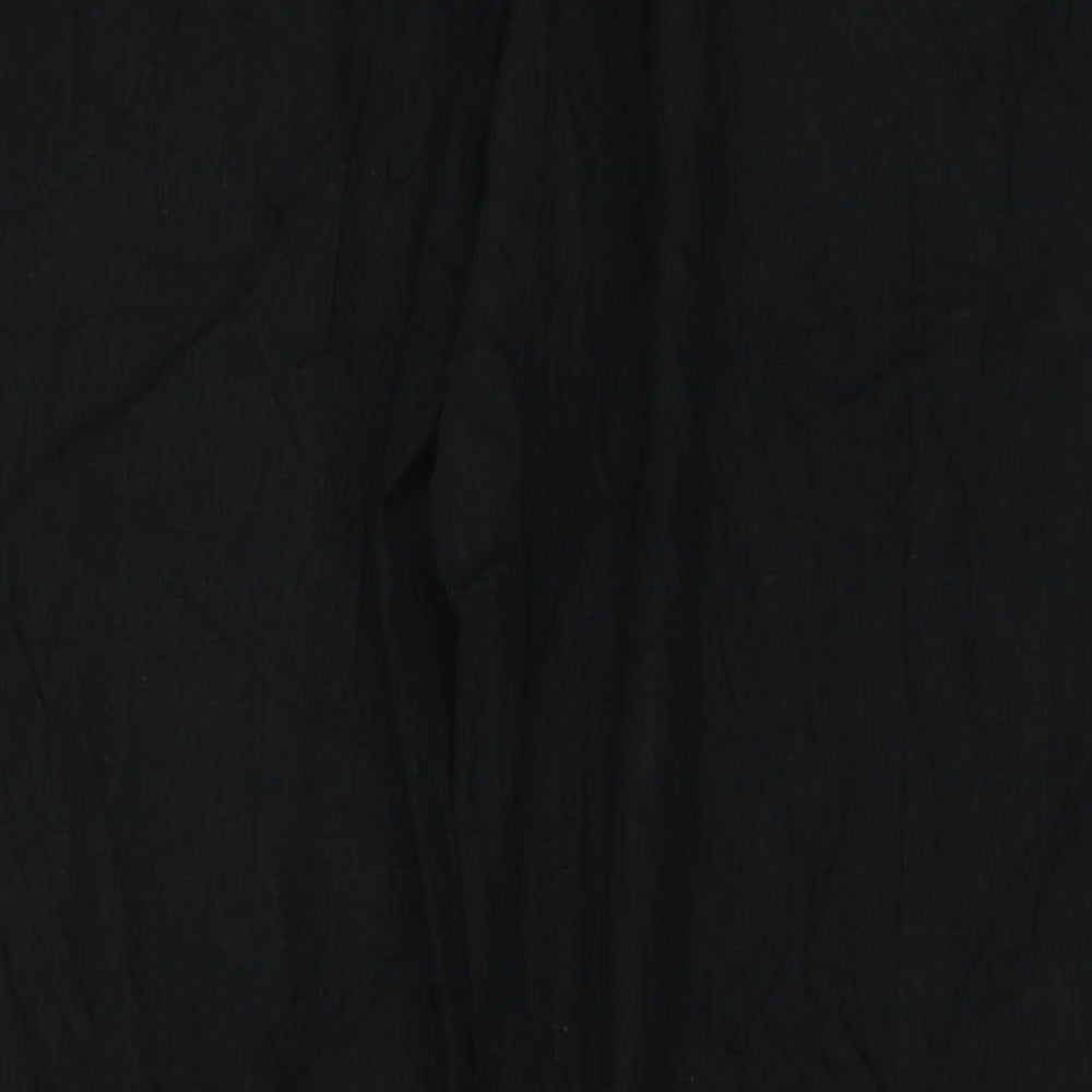 Marks and Spencer Mens Black Flax Trousers Size 36 in L33 in Regular Tie