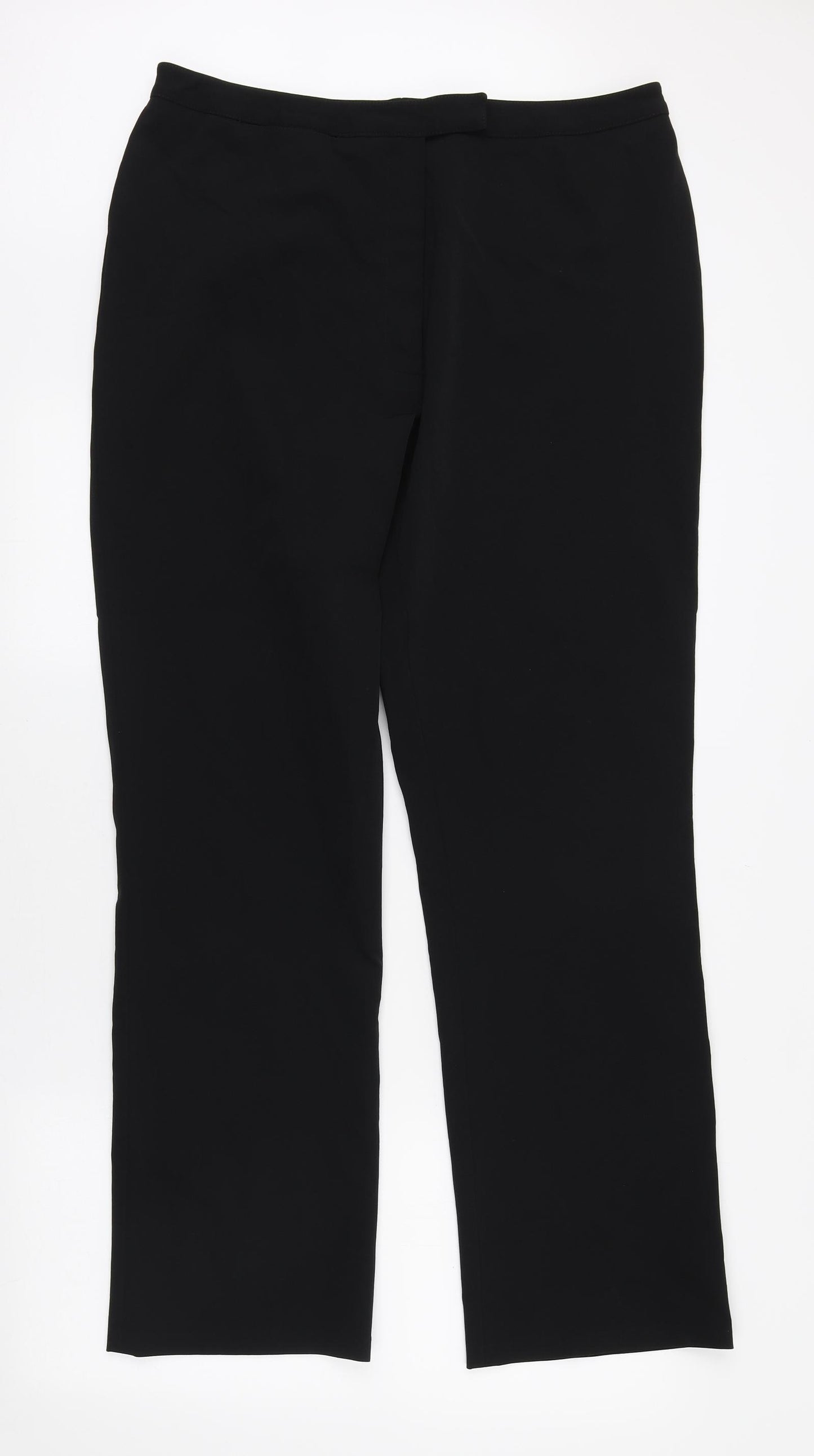 Marks and Spencer Womens Black Polyamide Trousers Size 18 L30 in Regular Zip