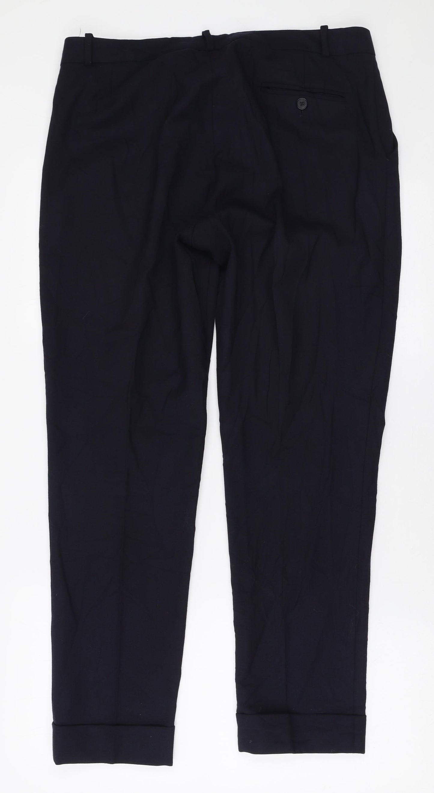 Jigsaw Womens Blue Wool Trousers Size 14 L29 in Regular Zip
