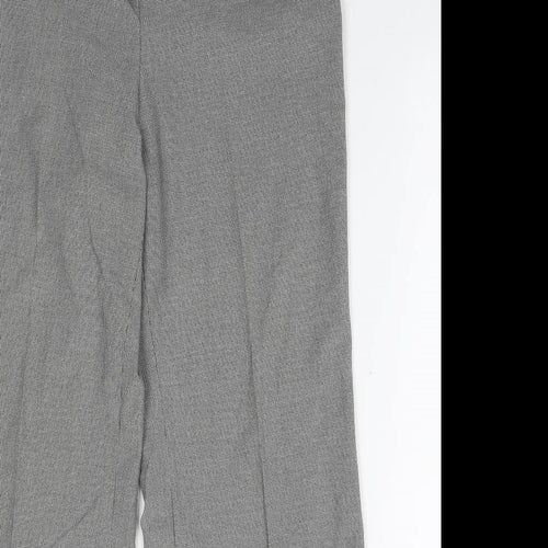 Marks and Spencer Womens White Check Polyester Trousers Size 14 L29 in Regular Zip