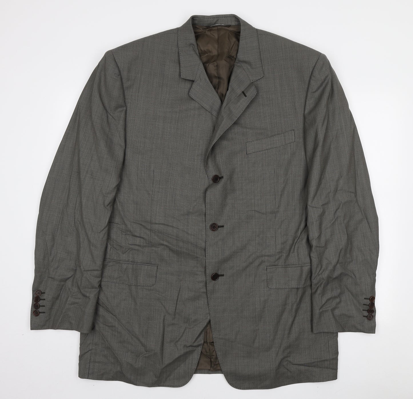 Canali Mens Brown Check Wool Jacket Suit Jacket Size XL
