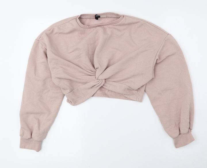 Divided by H&M Womens Pink Cotton Pullover Sweatshirt Size S Pullover - Cropped
