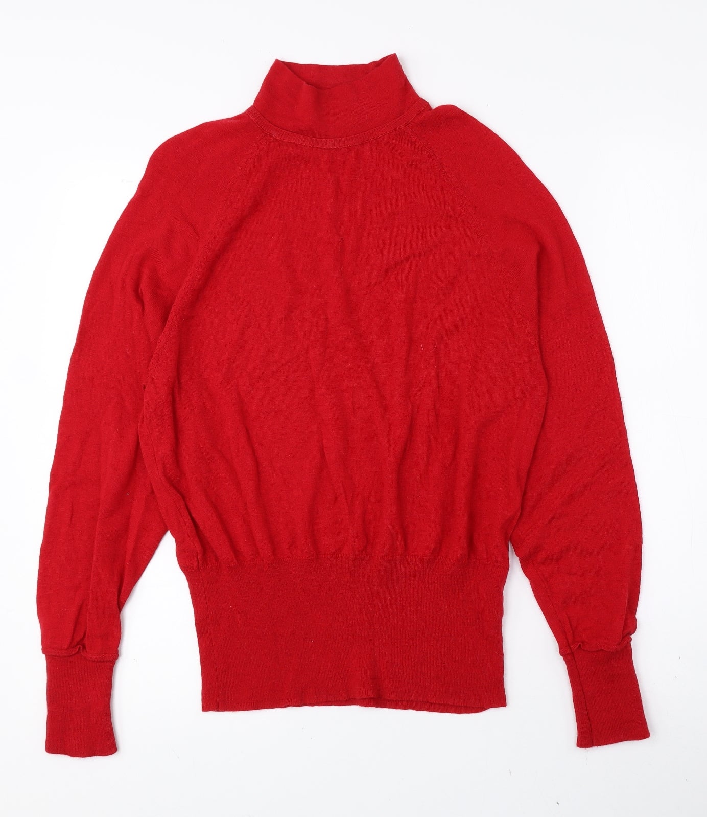 Marks and Spencer Womens Red High Neck Wool Pullover Jumper Size M