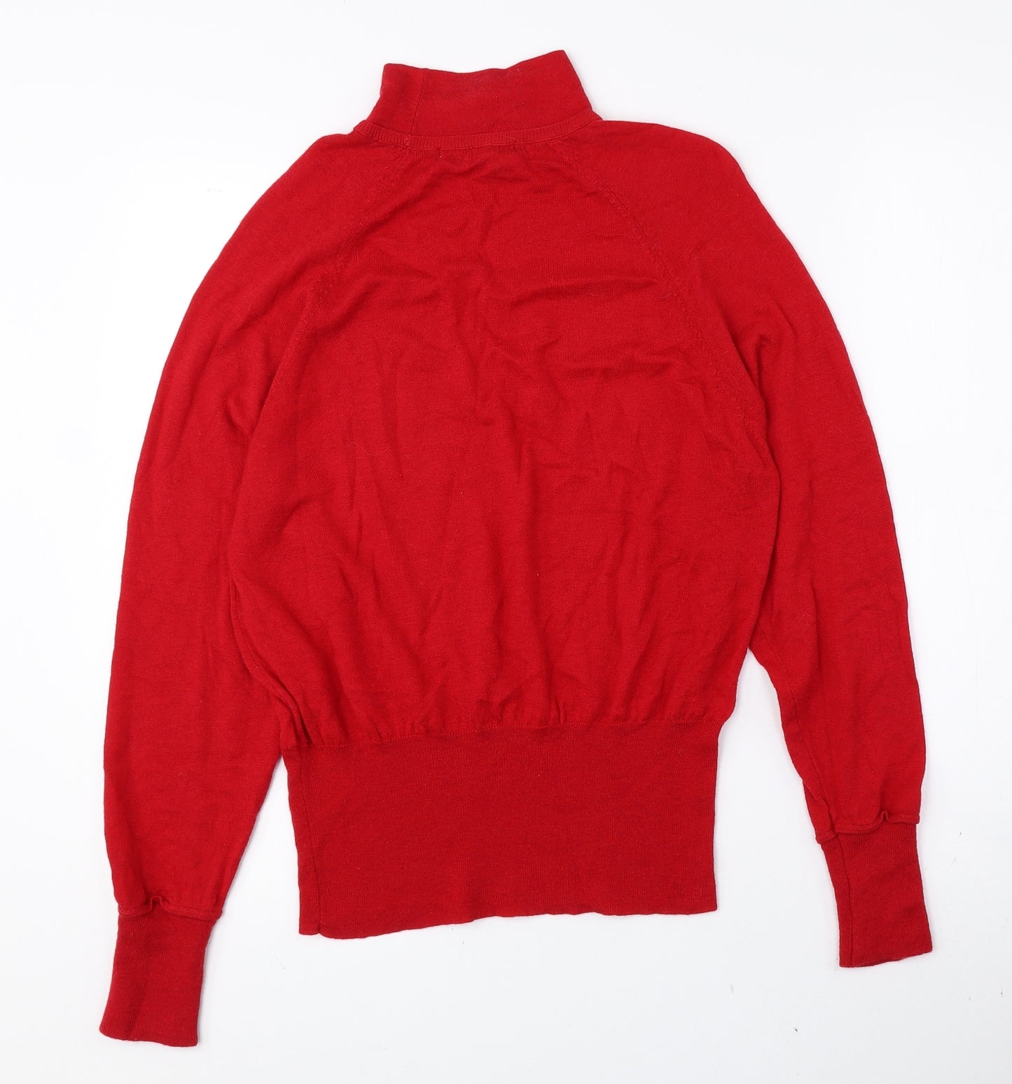 Marks and Spencer Womens Red High Neck Wool Pullover Jumper Size M