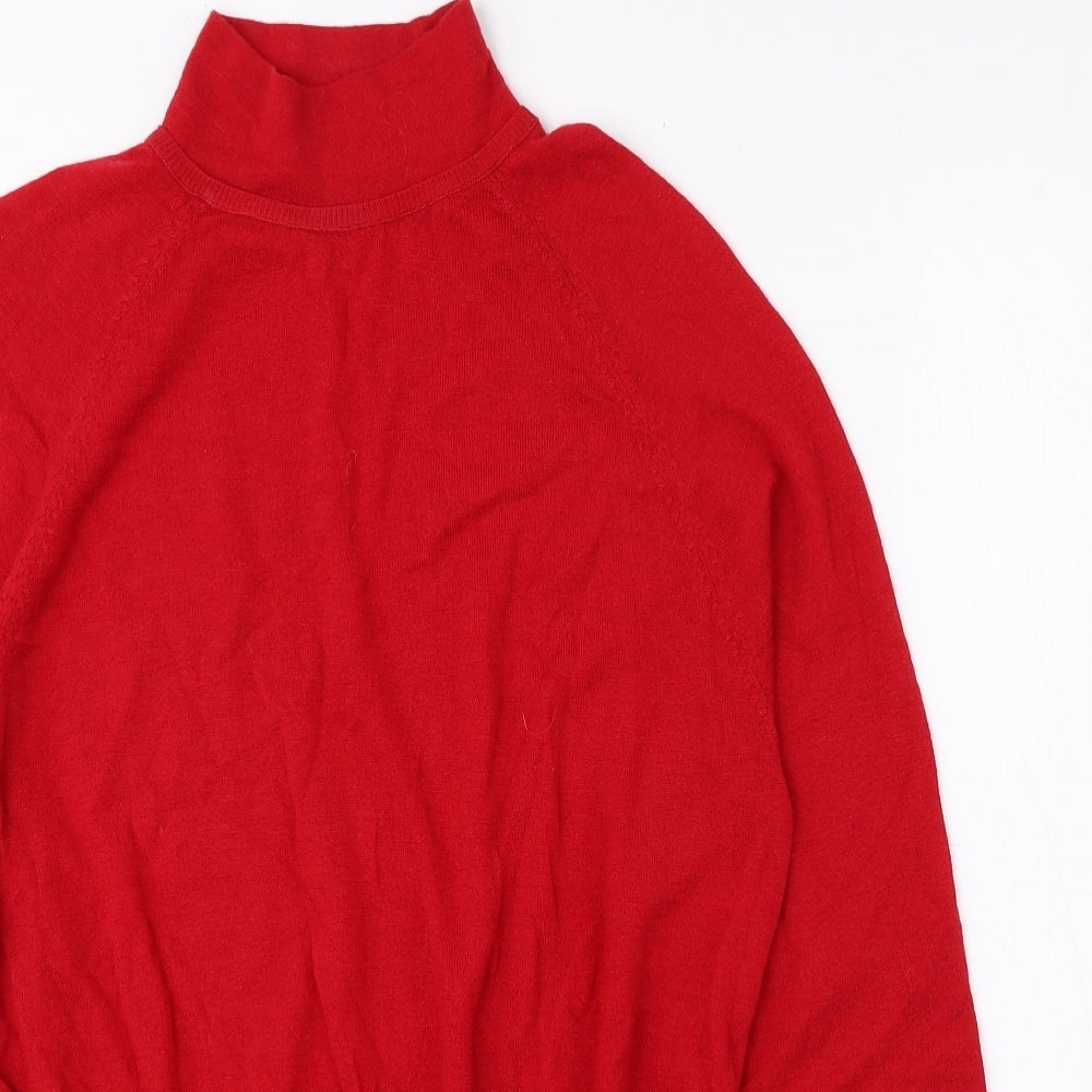 Marks and Spencer Womens Red High Neck Wool Pullover Jumper Size M