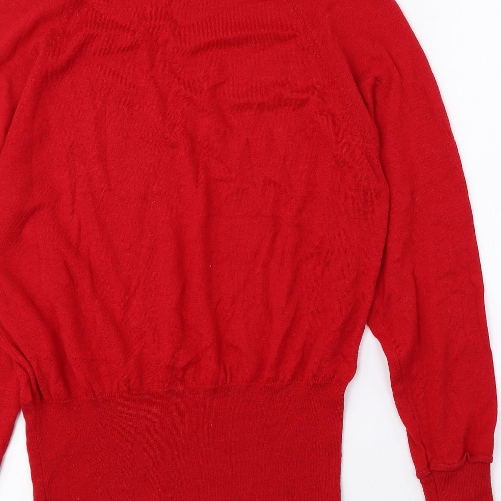 Marks and Spencer Womens Red High Neck Wool Pullover Jumper Size M
