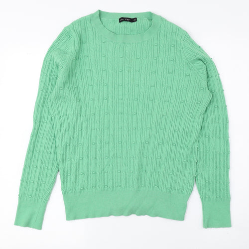 F&F Womens Green Crew Neck Viscose Pullover Jumper Size 14