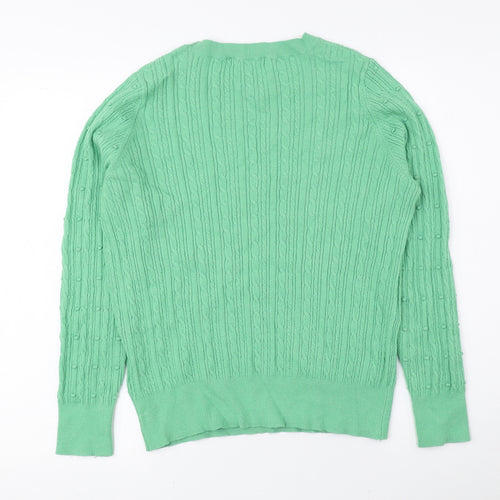 F&F Womens Green Crew Neck Viscose Pullover Jumper Size 14