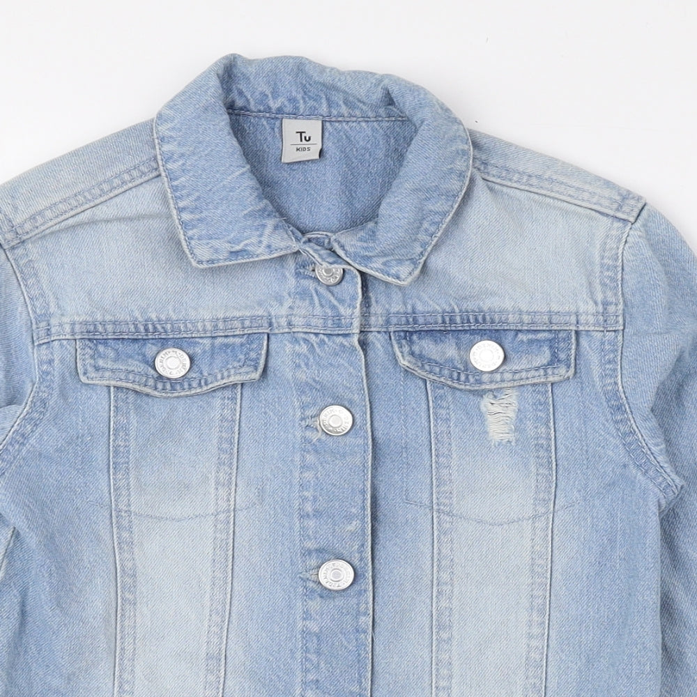 TU Girls Blue Jacket Size 7-8 Years Button