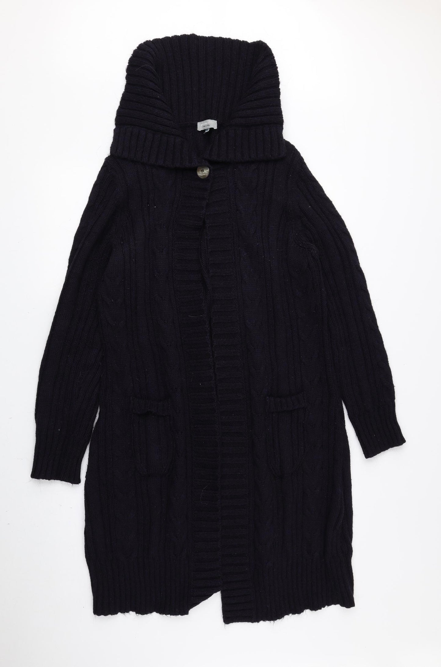 Per Una Womens Blue Roll Neck Polyester Cardigan Jumper Size L