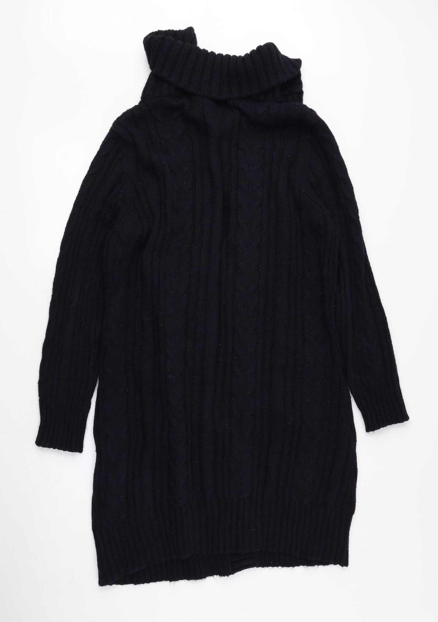 Per Una Womens Blue Roll Neck Polyester Cardigan Jumper Size L