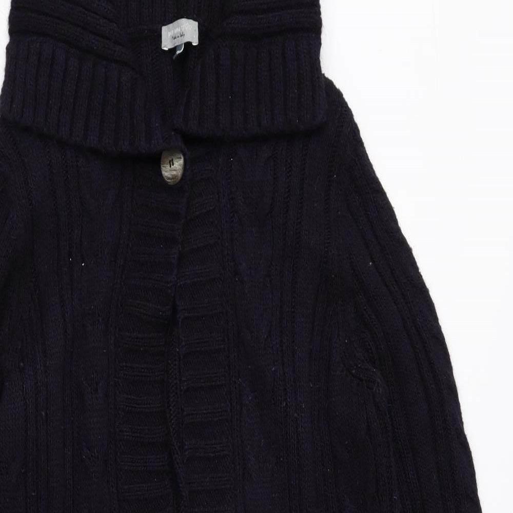 Per Una Womens Blue Roll Neck Polyester Cardigan Jumper Size L