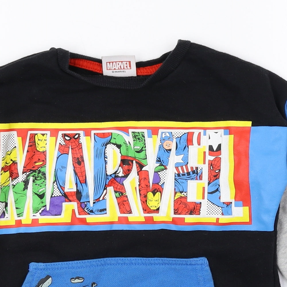 Marvel Comics Boys Multicoloured Colourblock Cotton Pullover Sweatshirt Size 2-3 Years Pullover - Marvel