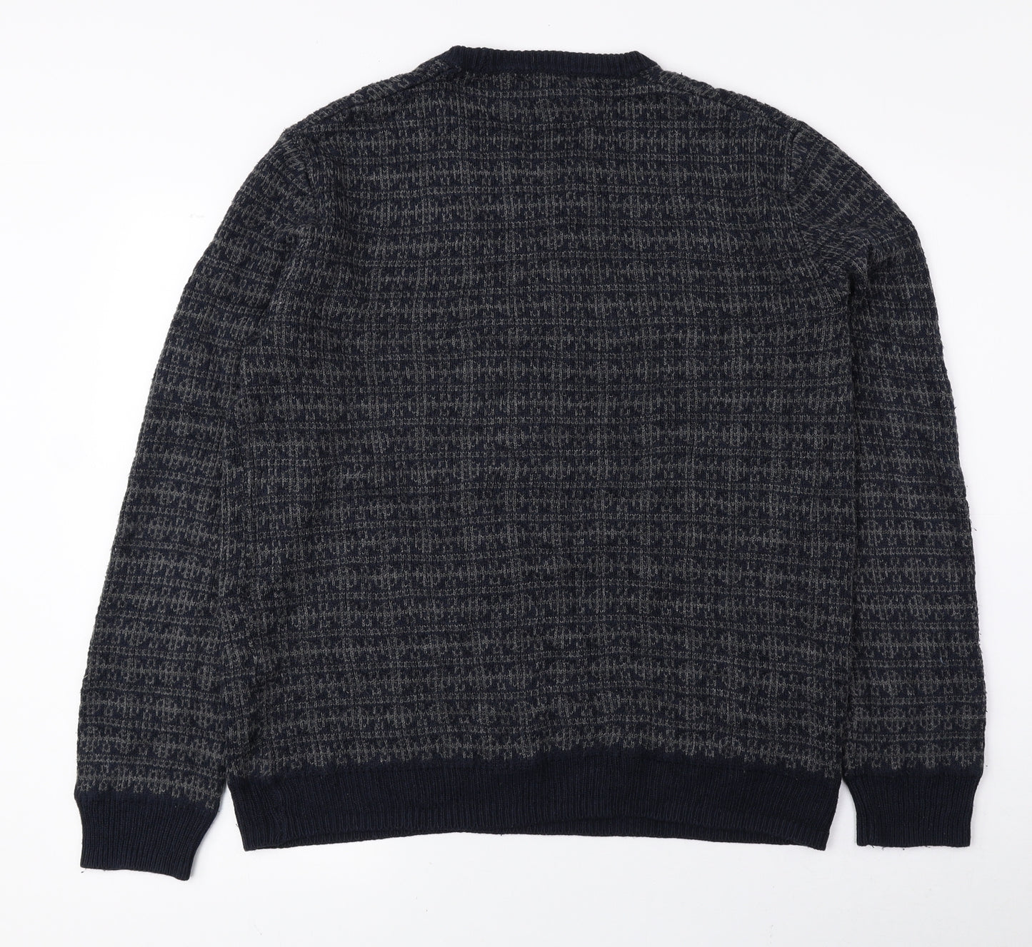 Cedar Wood State Mens Blue Crew Neck Acrylic Pullover Jumper Size M
