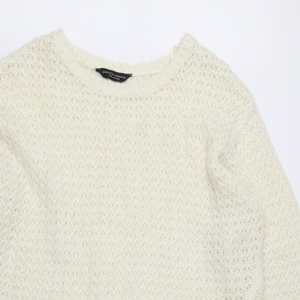Dorothy Perkins Womens Ivory Boat Neck Acrylic Pullover Jumper Size 16