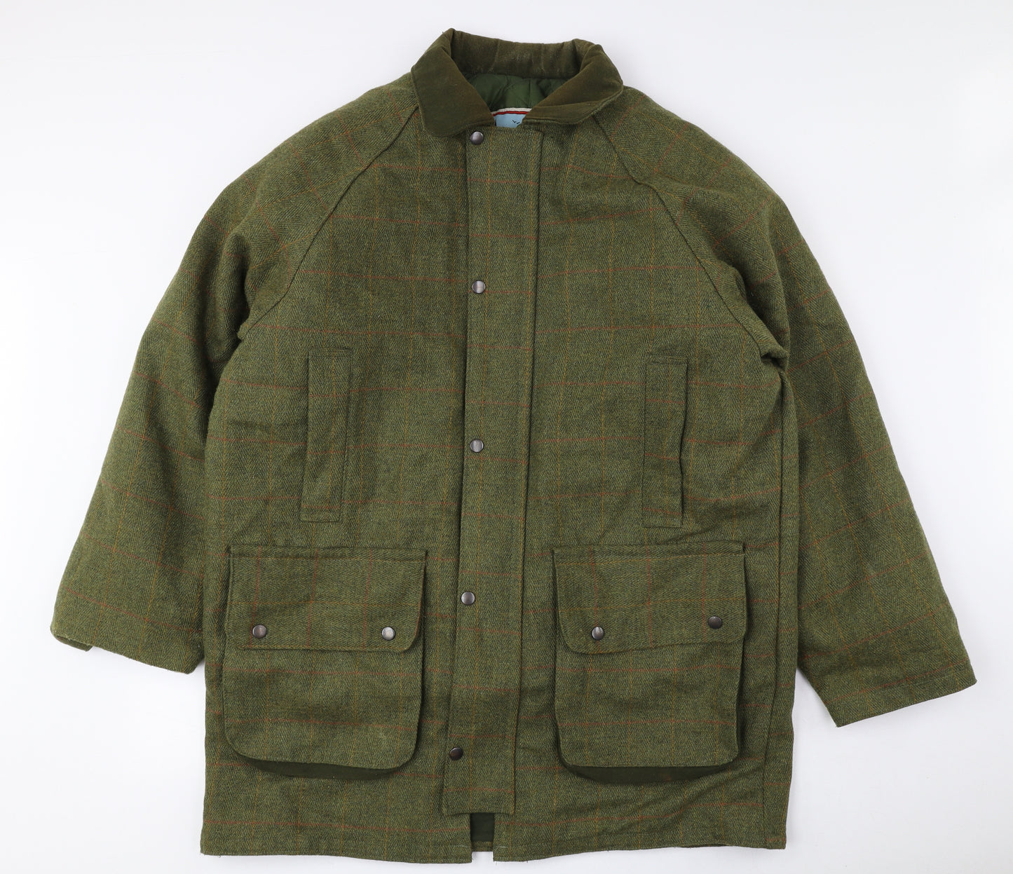 Bronte Mens Green Plaid Overcoat Coat Size XL Snap