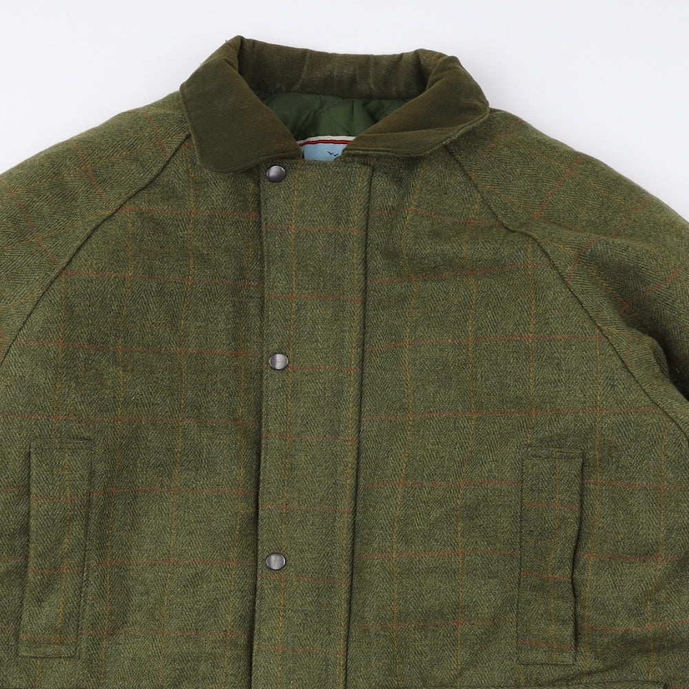 Bronte Mens Green Plaid Overcoat Coat Size XL Snap